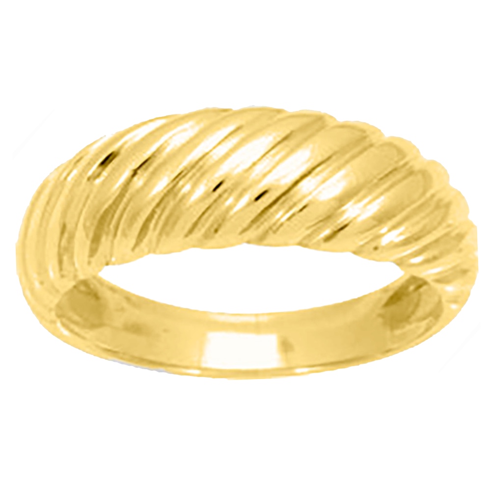 Bague Plaqué Or Jaune Godron Bombée Torsadée – Image 2