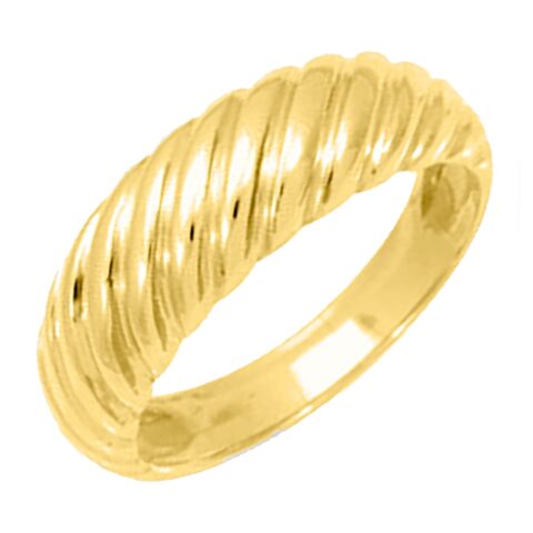 Bague Plaqué Or Jaune Godron Bombée Torsadée