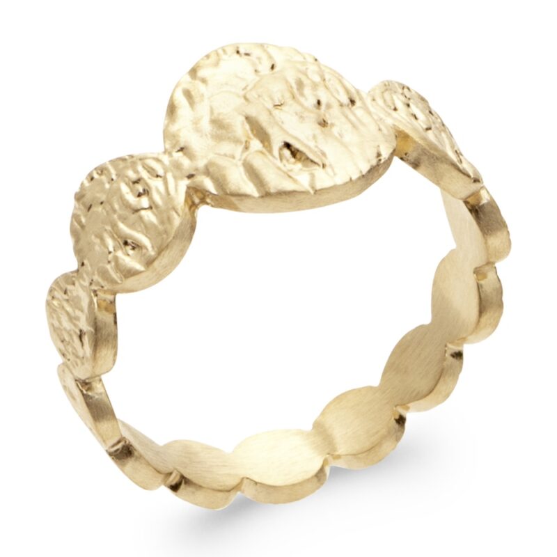 Bague Plaqué Or Jaune Effet Martelé Matifié