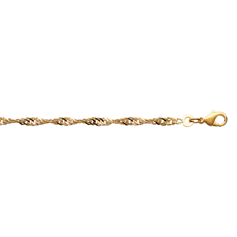 Bracelet Plaqué Or Jaune Maille Singapour 3mm