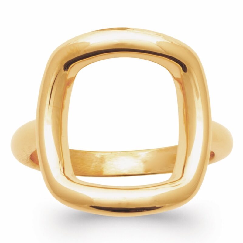 Bague Plaqué Or Jaune Motif Carré Galbé Bords Arrondis – Image 2