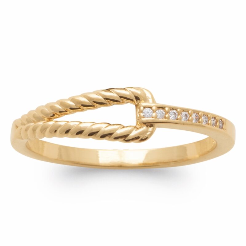 Bague Plaqué Or Jaune Effet Torsadé et Oxydes – Image 2