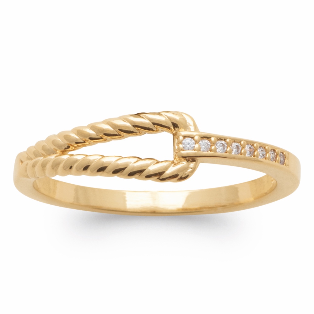Bague Plaqué Or Jaune Effet Torsadé et Oxydes – Image 2