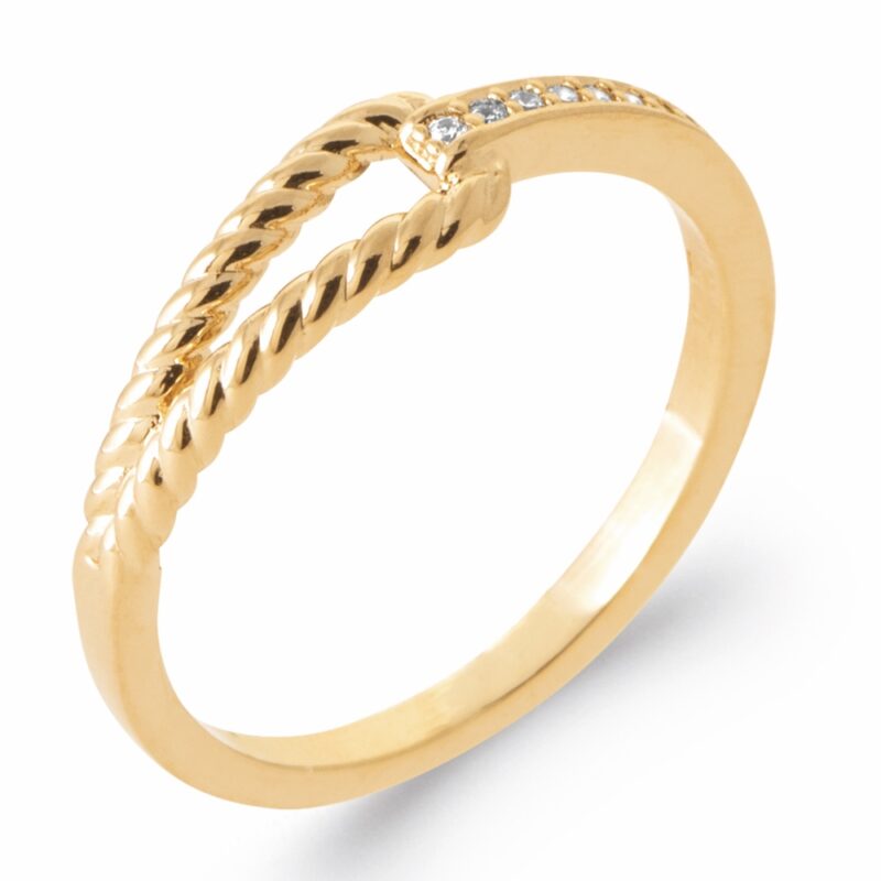 Bague Plaqué Or Jaune Effet Torsadé et Oxydes
