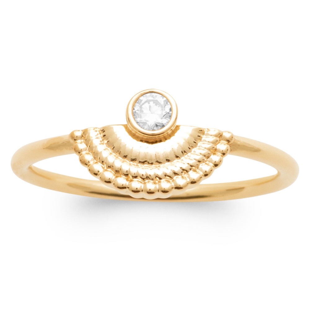 Bague Plaqué Or Jaune Demi Rond 10mm et Oxyde Serti Clos – Image 2