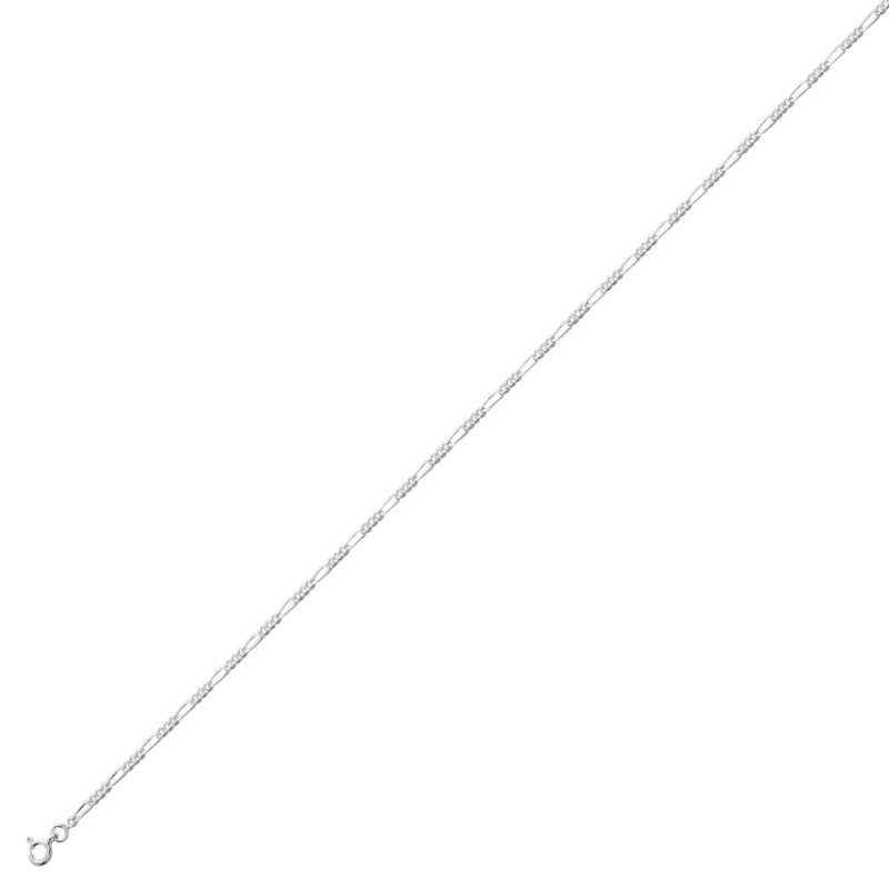 Bracelet Argent Rhodié 925/1000 Maille Figaro Alternée 1+3 Largeur 2mm – Image 2