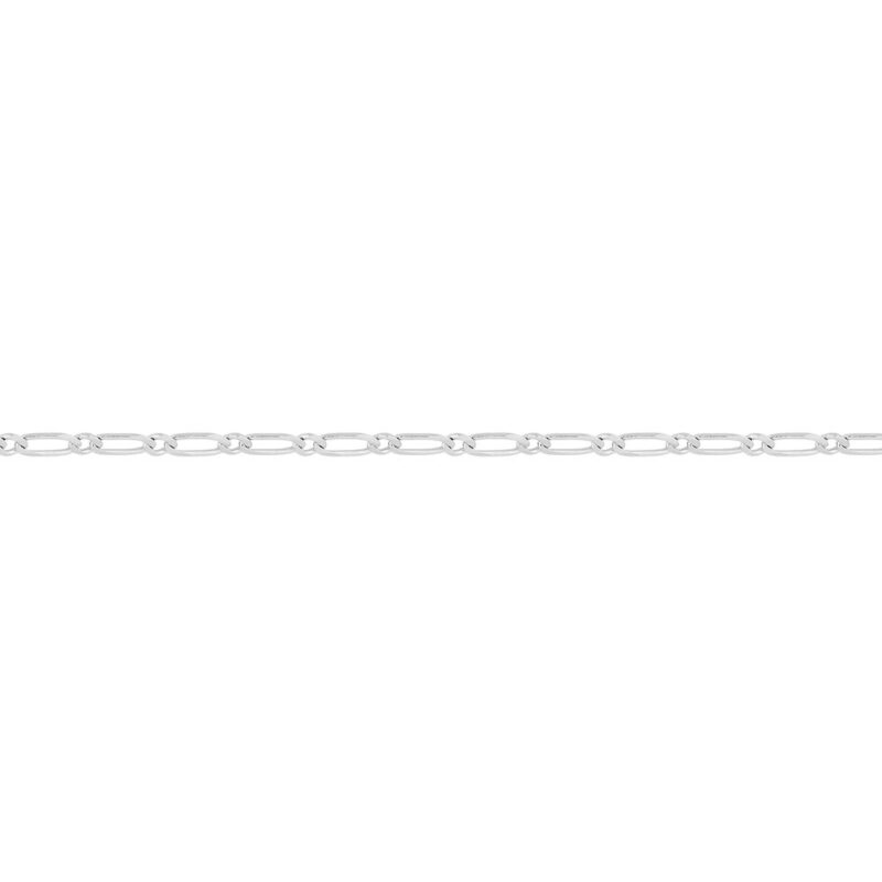 Bracelet Argent Rhodié 925/1000 Maille Cheval Alternée 1+1 Largeur 2.5mm