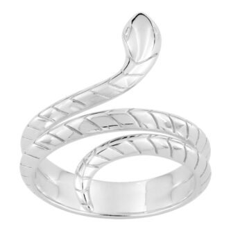 Bague Argent Rhodié 925/1000 Motif Serpent Double Tour - 54