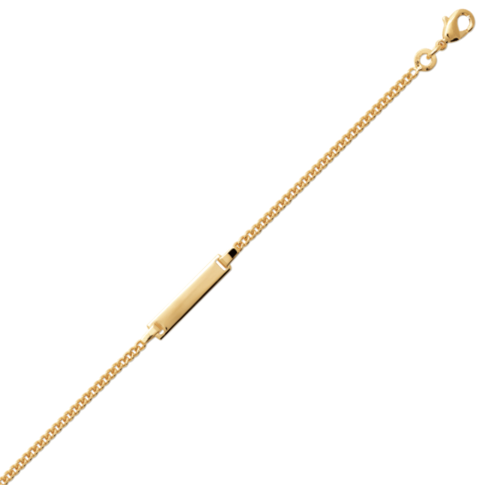 Bracelet Identité Bébé Plaqué Or avec Plaque Rectangle Maille Gourmette 15cm – Image 2