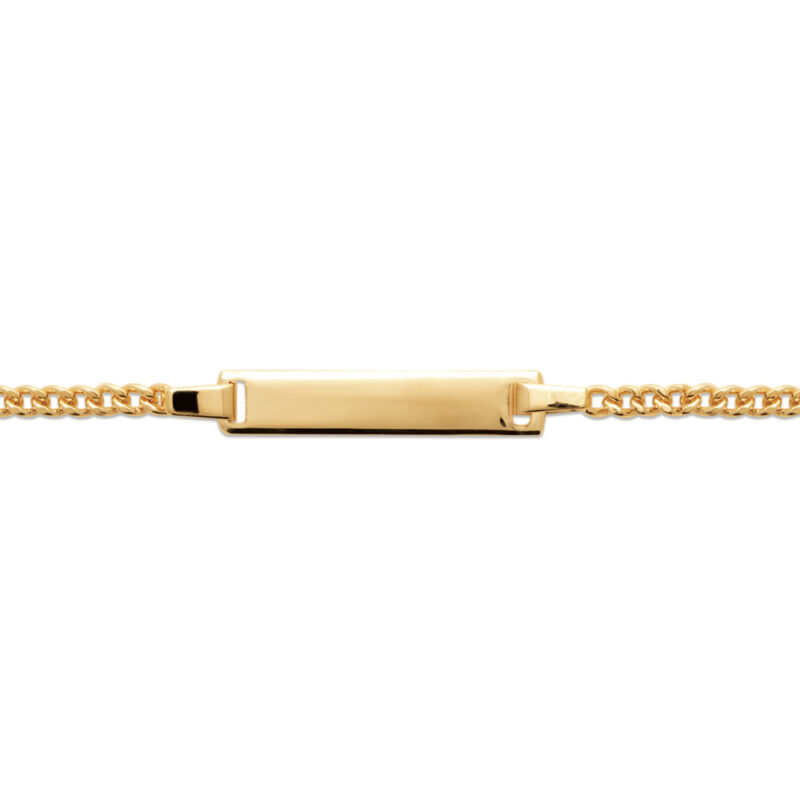 Bracelet Identité Bébé Plaqué Or avec Plaque Rectangle Maille Gourmette 15cm