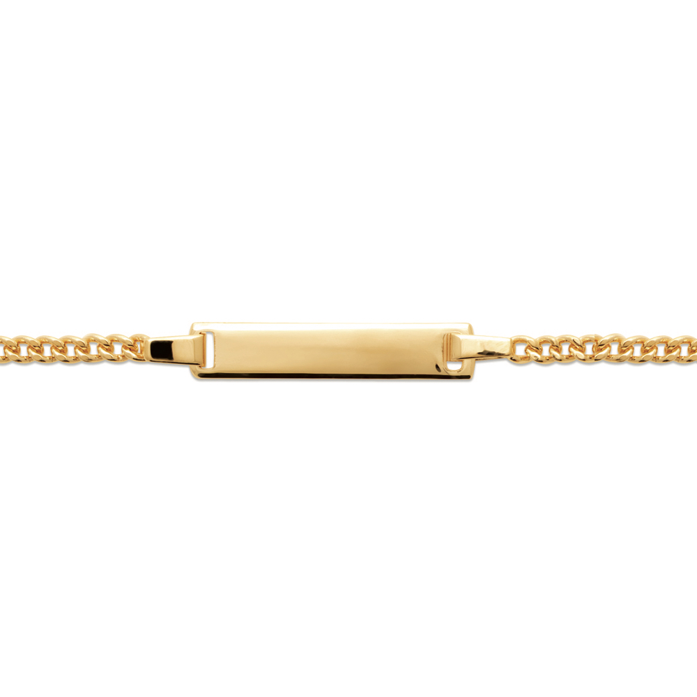Bracelet Identité Bébé Plaqué Or avec Plaque Rectangle Maille Gourmette 15cm