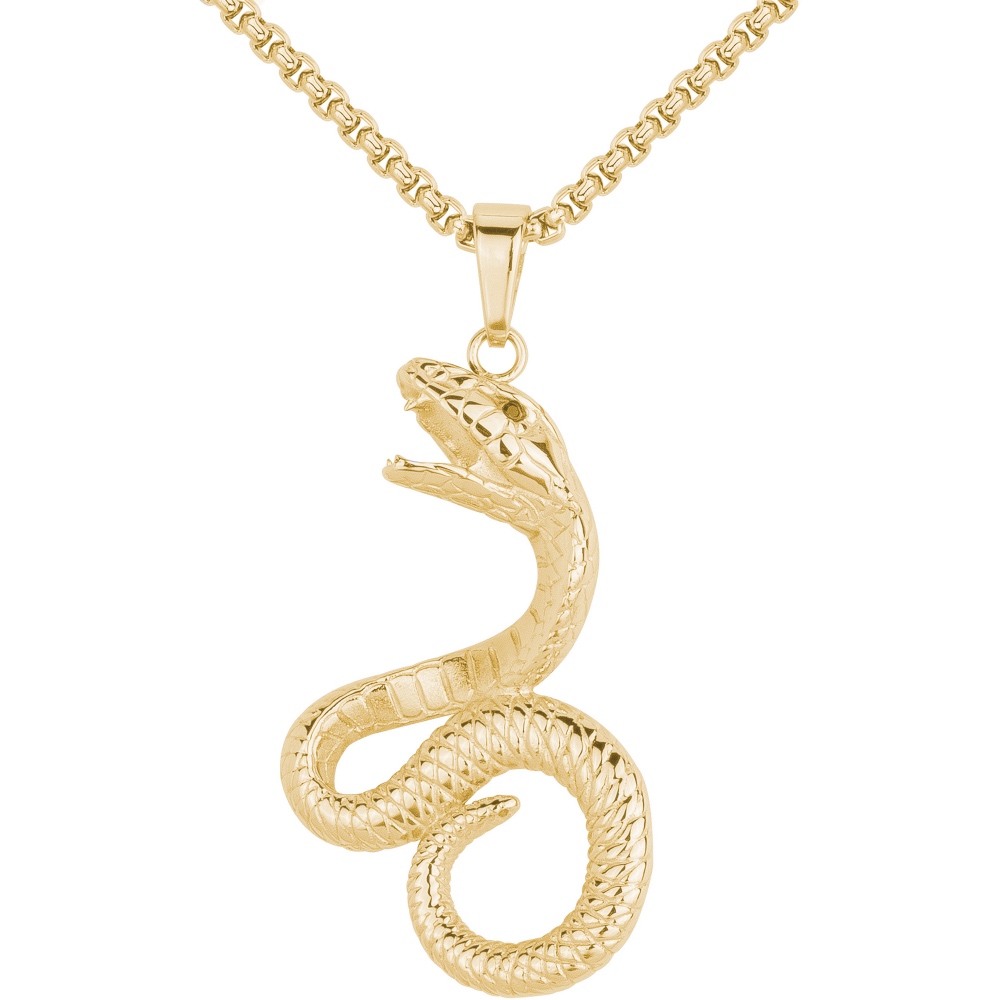 Collier Fashion Steel Acier Doré Motif Serpent Maille Vénitienne Ronde