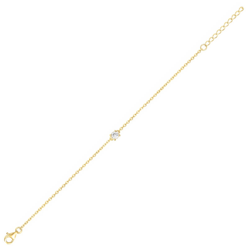 Bracelet Plaqué Or Jaune et Oxyde Serti 4 Griffes 4mm – Image 2