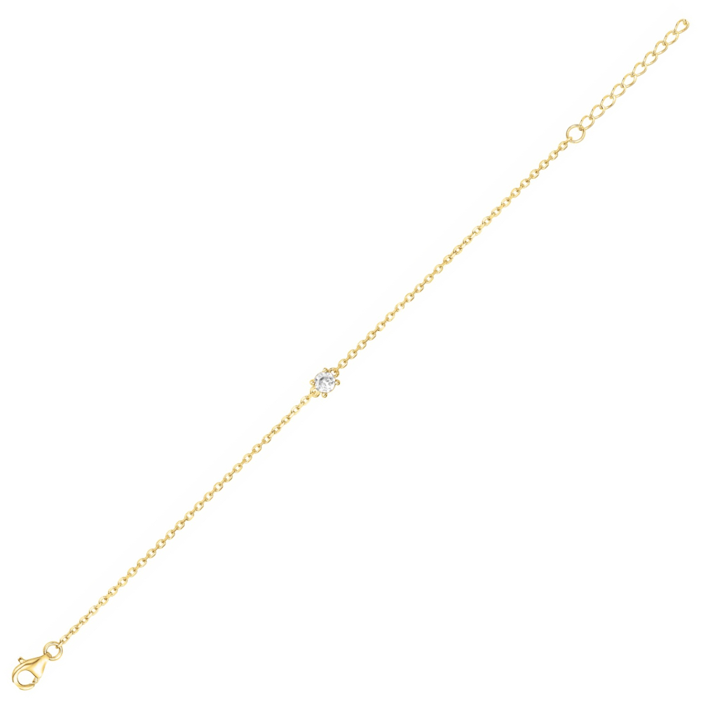 Bracelet Plaqué Or Jaune et Oxyde Serti 4 Griffes 4mm – Image 2