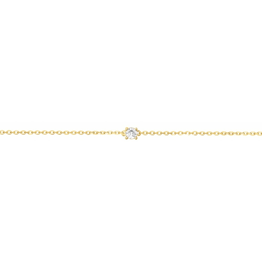 Bracelet Plaqué Or Jaune et Oxyde Serti 4 Griffes 4mm