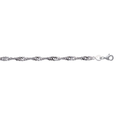 Bracelet Argent Rhodié 925/1000 Maille Singapour 3mm