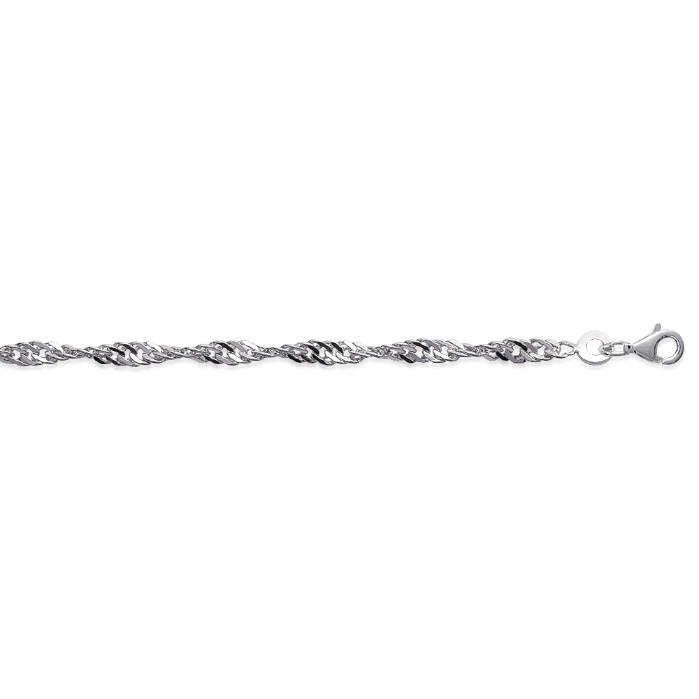 Bracelet Argent Rhodié 925/1000 Maille Singapour 3mm