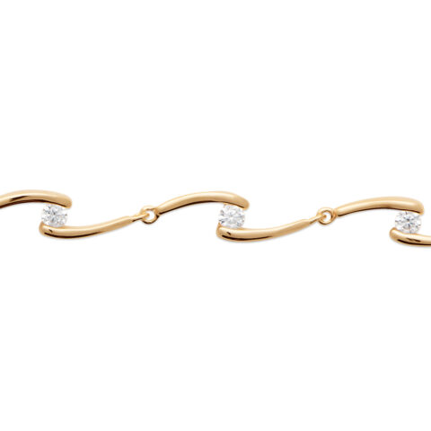 Bracelet Plaqué Or Jaune Mailles Ondulées et Oxydes