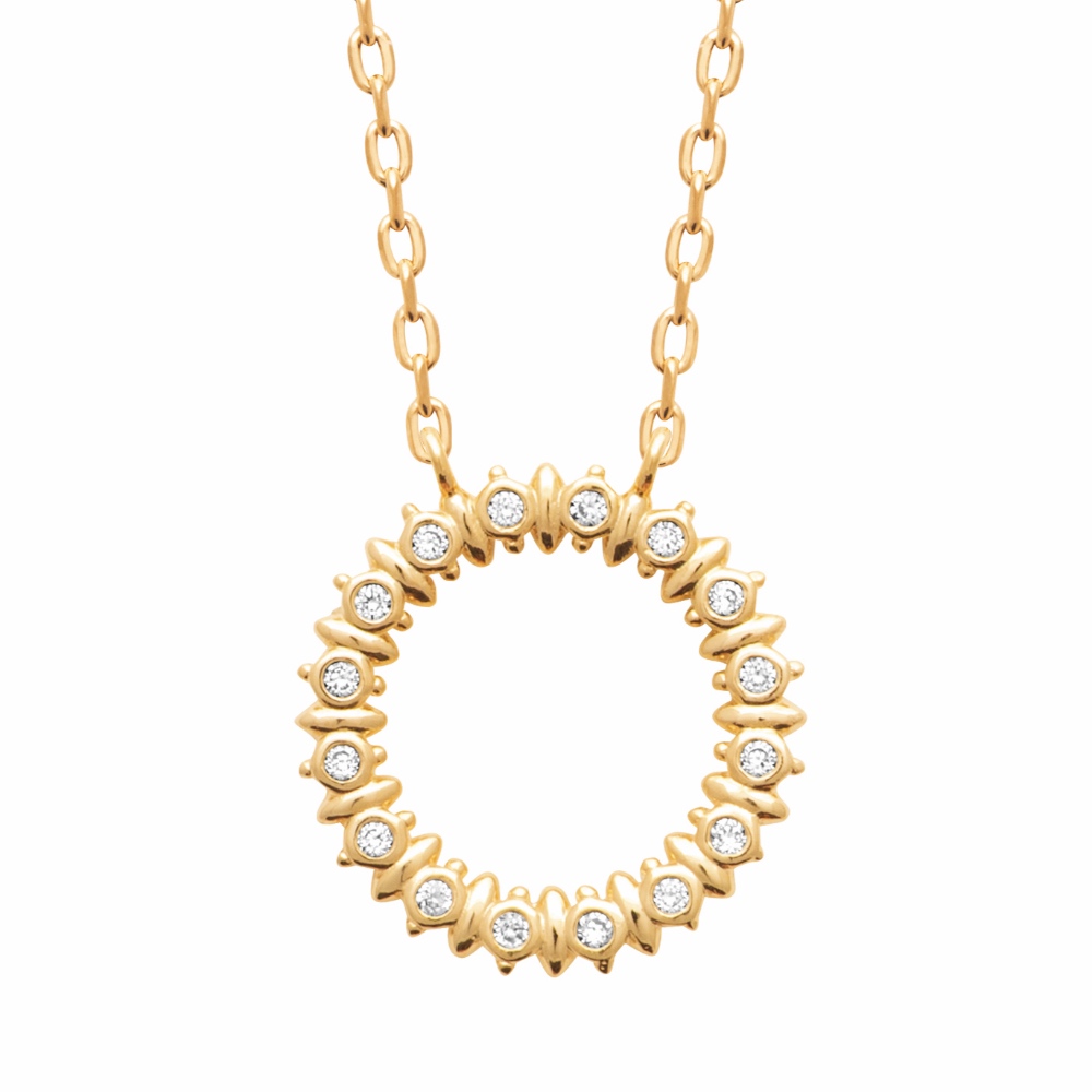 Collier Plaqué Or Jaune Ronds Serti Oxydes
