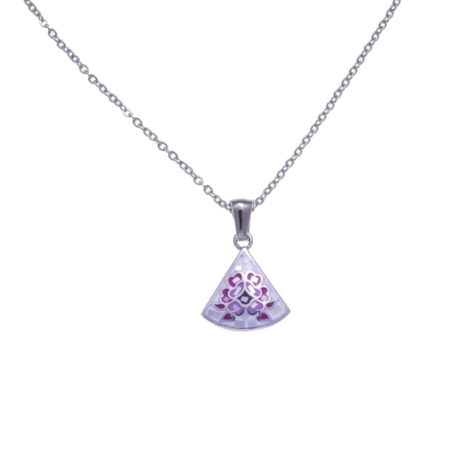 Collier Stella Mia Acier Motif Floral Nacre et Laque Multi Couleurs
