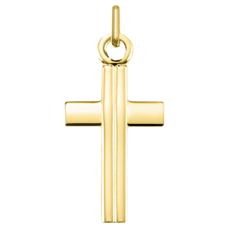 Croix or jaune 750/1000 Motif Ligne Hauteur 22mm