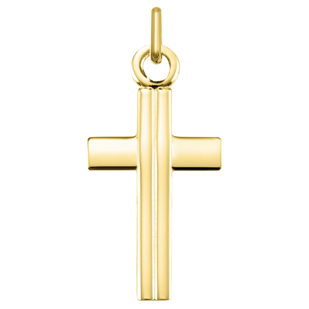 Croix or jaune 750/1000 Motif Ligne Hauteur 22mm