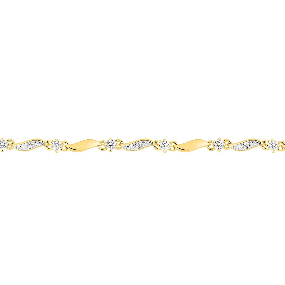 Bracelet Plaqué Or Bicolore Mailles Ondulées et Oxydes