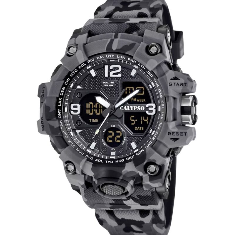 Montre Calypso Homme Ana-Digit Grise Camouflage K5855/4