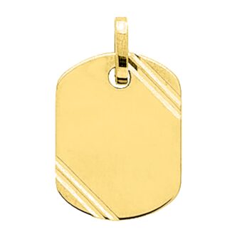 Médaille Or Jaune 750/1000 Forme Tonneau Motifs Diagonaux Lapidés 19mm