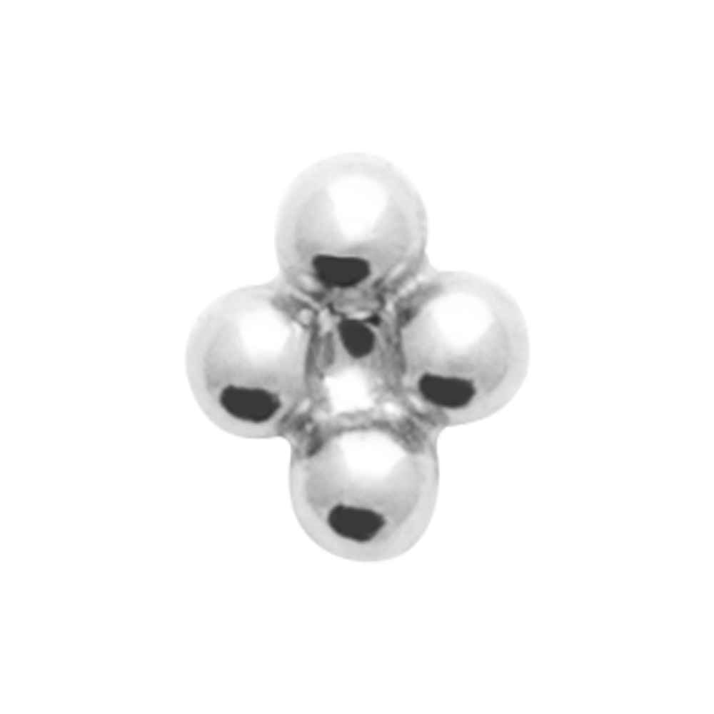 Piercing Cartilage Argent Rhodié 925/1000 et 4 Boules Tige Titane