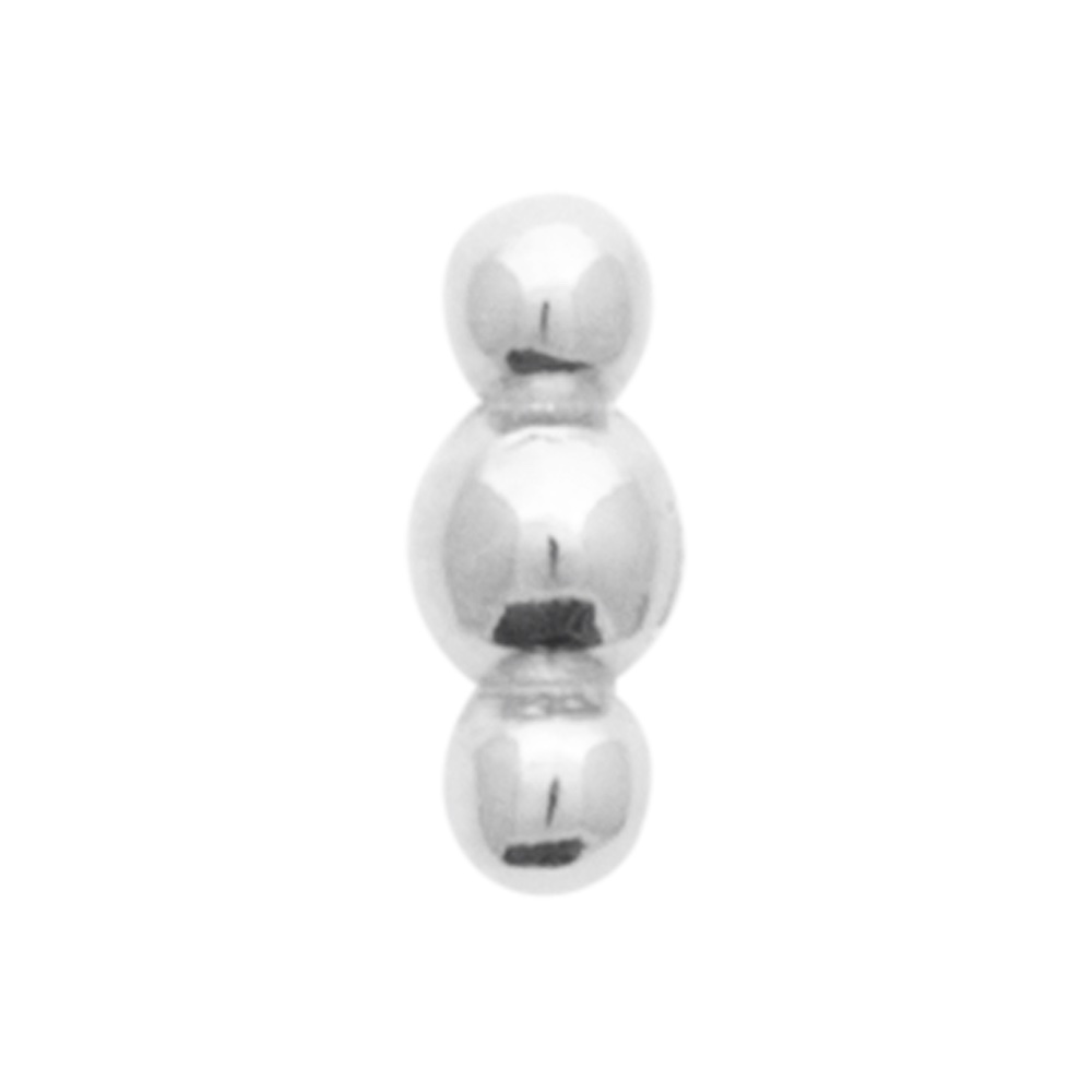 Piercing Cartilage Argent Rhodié et 3 Boules Tige Titane