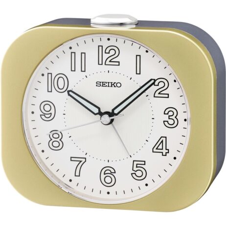Réveil Seiko Doré Métallisé Cadran Blanc QHE206G