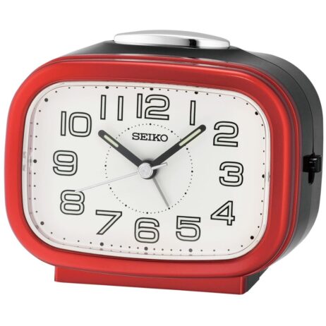 Réveil Seiko Rouge Métallisé Cadran Blanc QHK060R