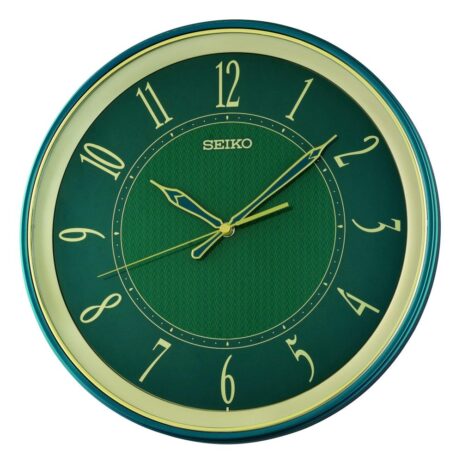 Horloge murale Seiko Verte et Dorée QXA834M