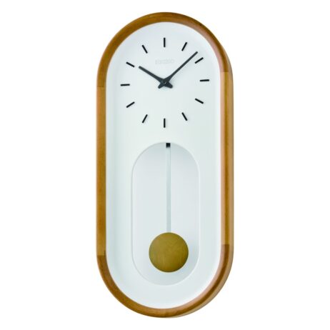 Pendule Murale Seiko Ovale Contour en Bois et Balancier QXC247B