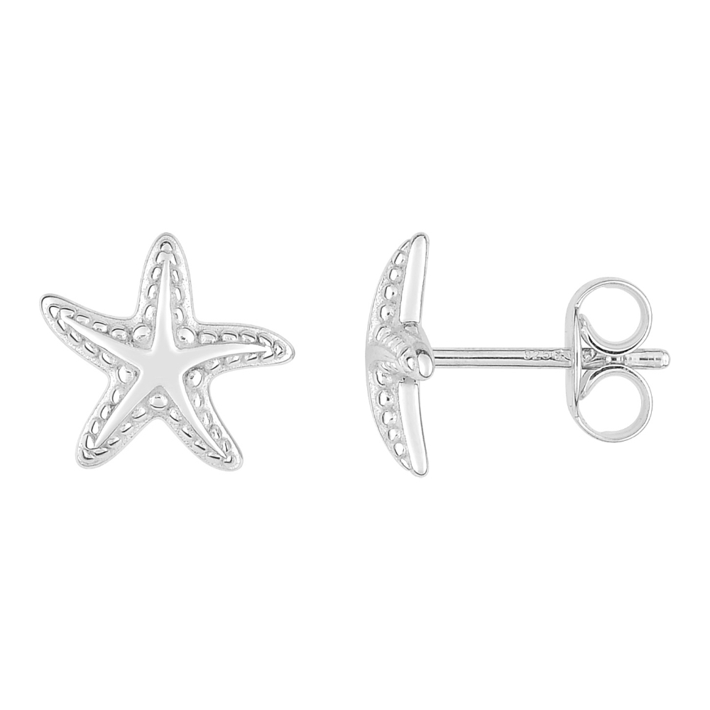 Boucles d'oreilles Argent 925/1000 Rhodié Motif Étoile de Mer