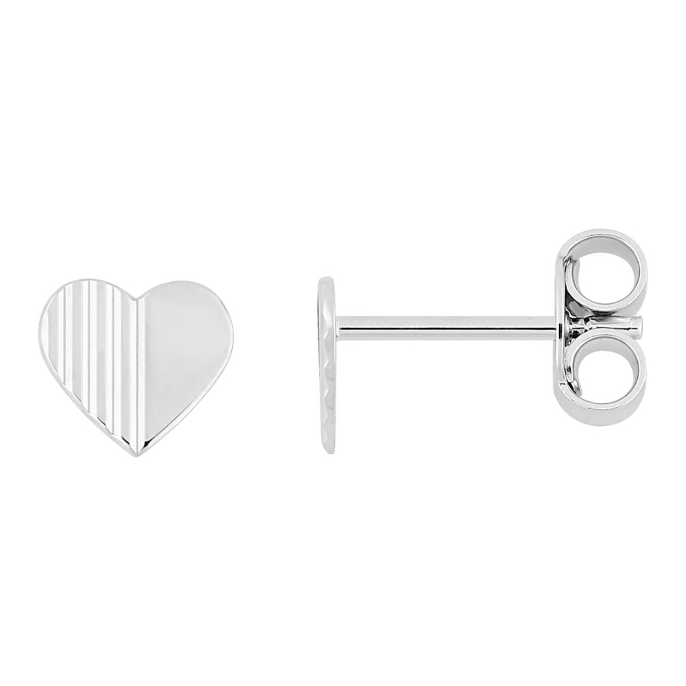 Boucles d'oreilles Argent 925/1000 Rhodié Motif Coeur Effet Lapidé