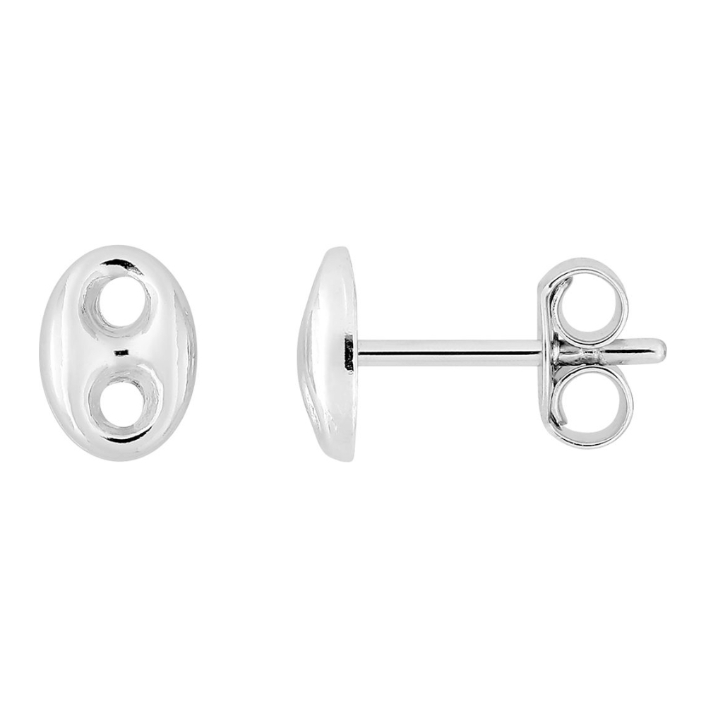 Boucles d'oreilles Argent 925/1000 Rhodié Motif Maille Grain de Café 6mm