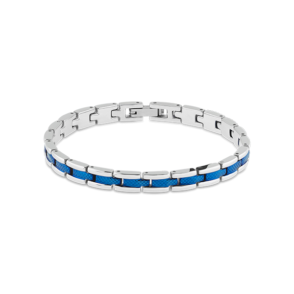 Bracelet Homme Rochet Santorin Acier Bicolore PVD Bleu 6mm HB4766 – Image 2