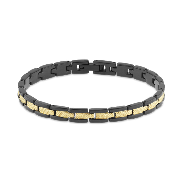 Bracelet Homme Rochet Santorin Acier Bicolore PVD Noir et Jaune 6mm HB4771 – Image 2