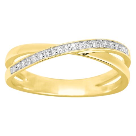 Bague Or Jaune 750/1000 Entrelacée un rang Diamants