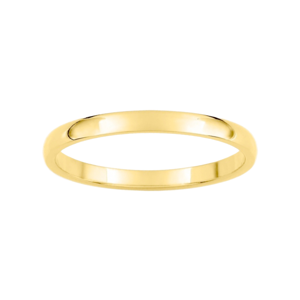 Alliance Femme Plaqué Or Jaune Demi-Jonc Épais 2mm