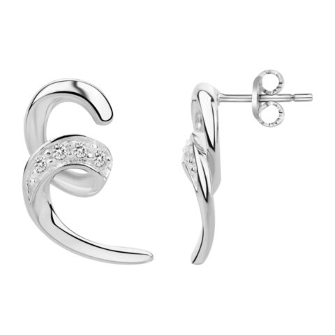 Boucles d'oreilles Argent 925/1000 Rhodié Spirale et Oxydes