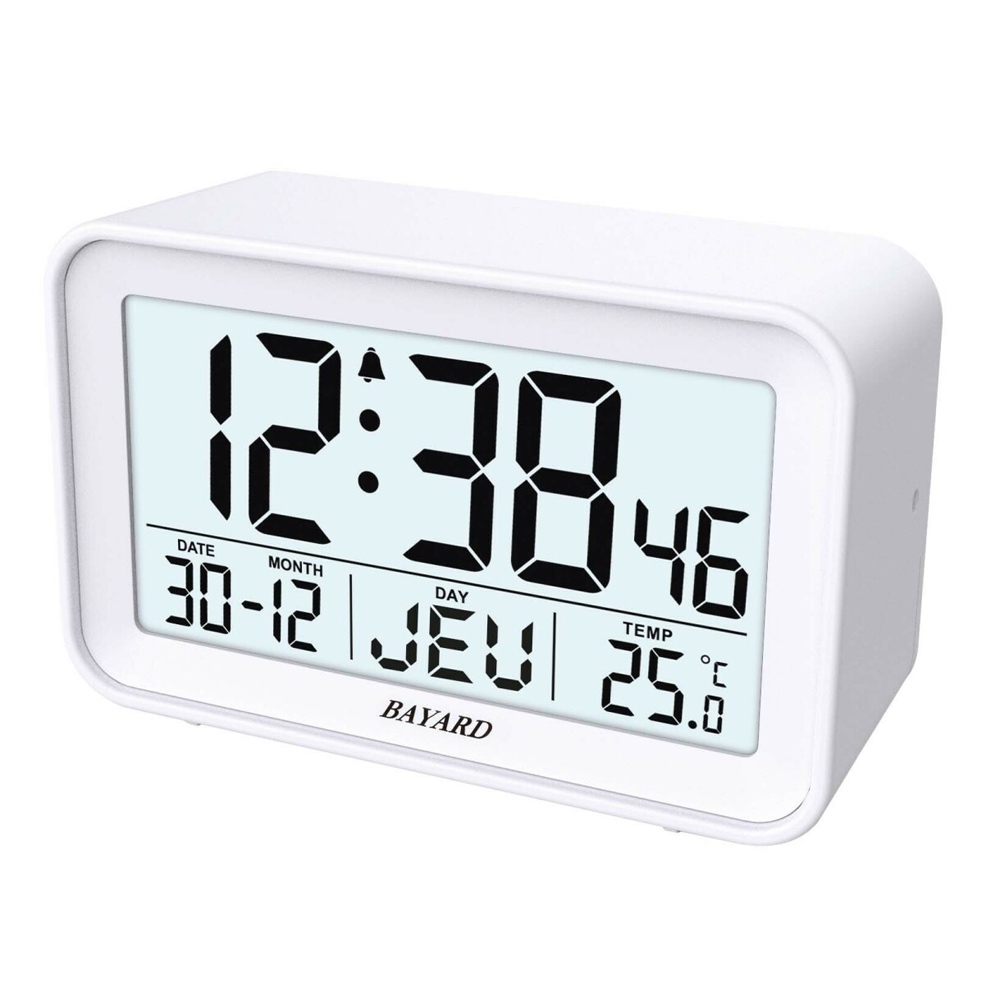Réveil Bayard Blanc LCD Digital Radio Piloté EM44.2