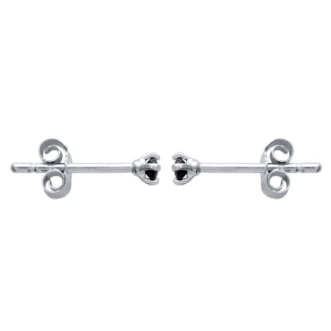 Boucles d'oreilles Argent 925/1000 Rhodié Serti 4 Griffes et Oxydes Noirs 4mm