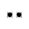 Boucles d'oreilles Argent 925/1000 Rhodié Serti 4 Griffes et Oxydes Noirs 4mm