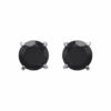 Boucles d'oreilles Argent 925/1000 Rhodié Serti 4 Griffes et Oxydes Noirs 5mm