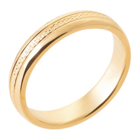 Alliance Homme Plaqué Or Jaune Centre Strié 4mm