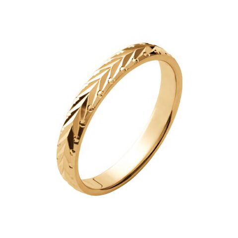 Alliance Femme Plaqué Or Jaune Épi de Blé 3mm