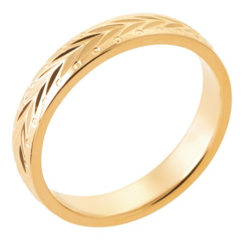 Alliance Homme Plaqué Or Jaune Épi de Blé 4mm